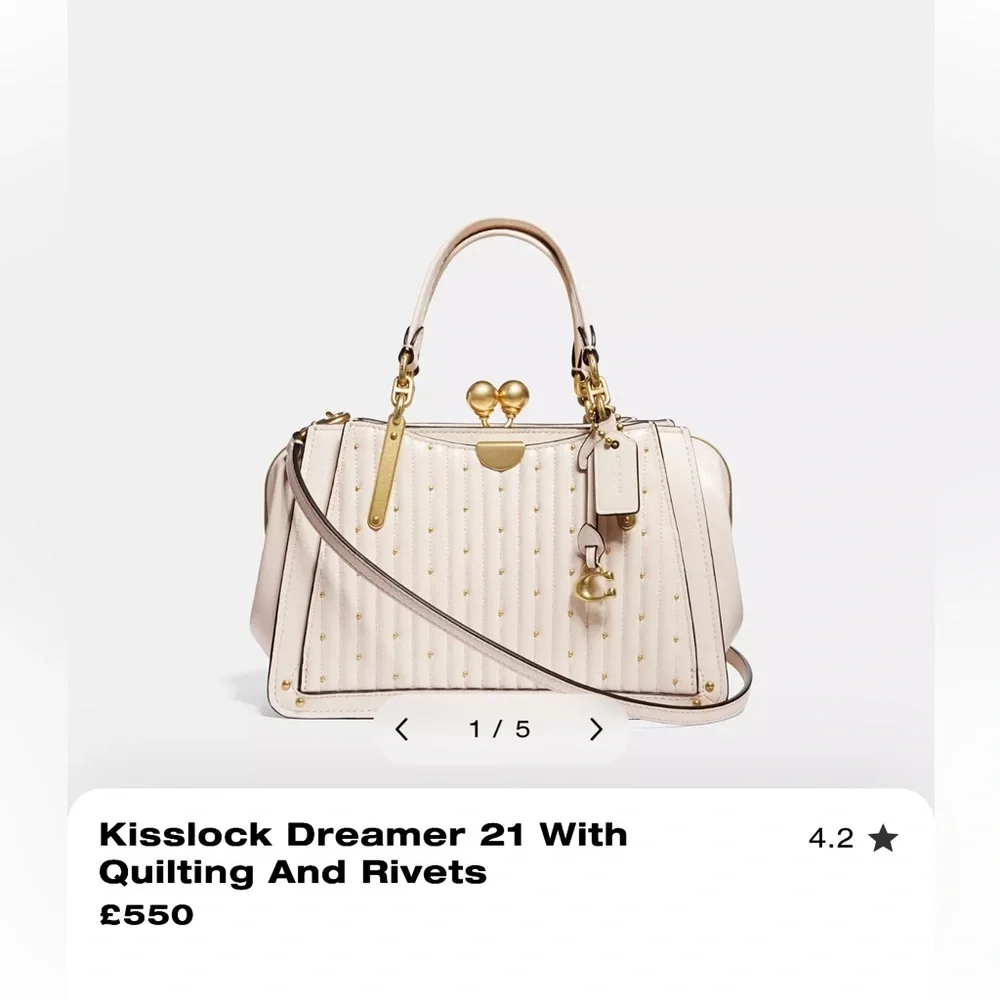 Coach Kisslock Dreamer 21 With Quilting And Rivets